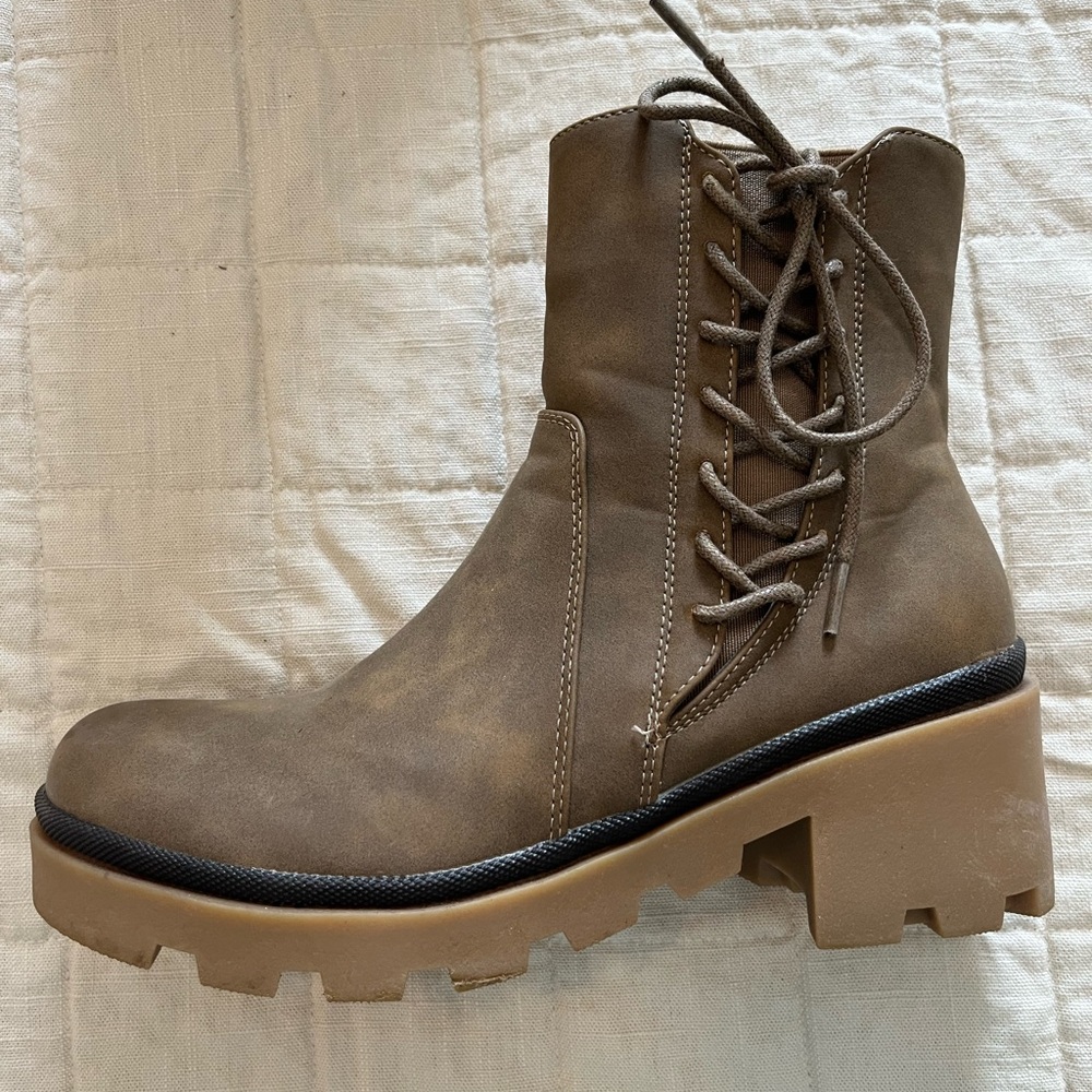 Brown Heeled Combat Boots